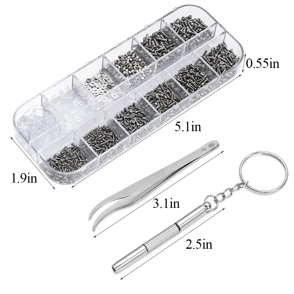Набор для ремонта очков с крошечными винтами из нержавеющей стали 1100 шт.