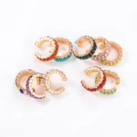 1pcs fashion small ear cuff earring for women colorful round cubic zirconia clip earring stackable cartilage earring no pierced