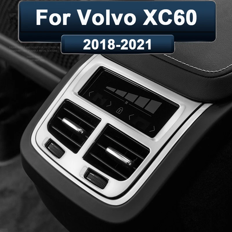 

For Volvo XC60 2018 2019 2020 2021 Rear Air Conditioning Vent Frame Armrest Box Panel Outlet Stickers Covers Trim Accessories