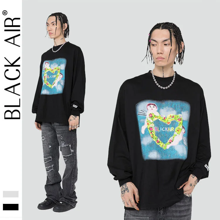 

BLACKAIR, забавная мультяшная модель 2022, мужские и женские футболки, футболка большого размера в стиле хип-хоп, графические футболки, повседневн...