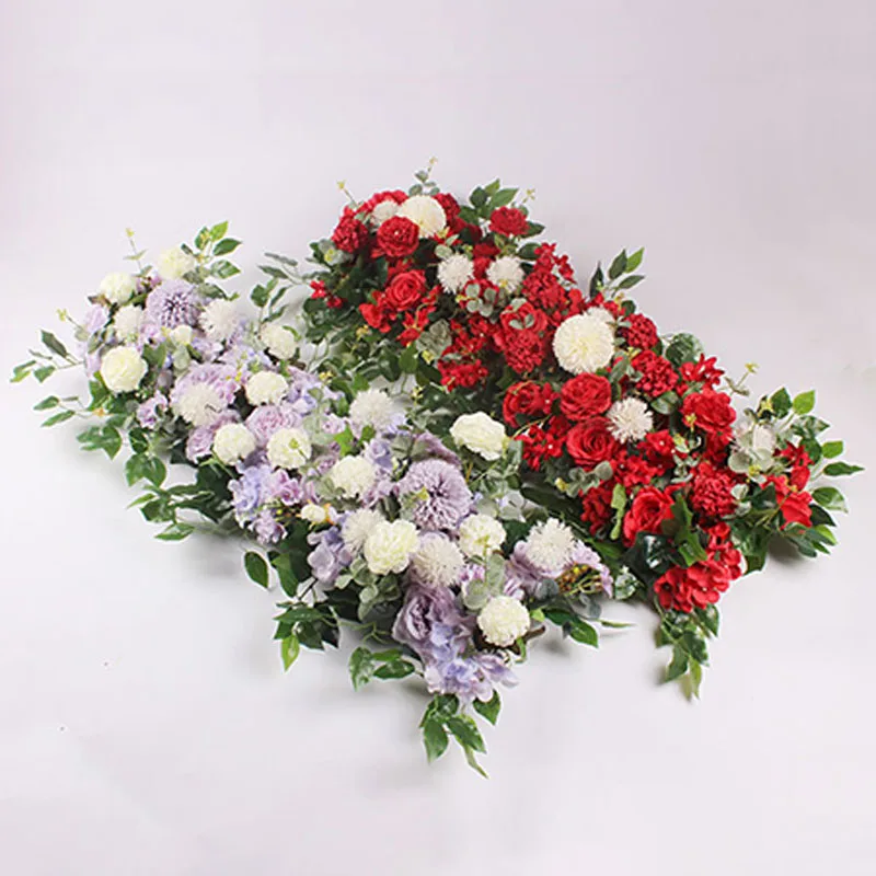 

50cm Flower Row DIY Luxury Wedding Decor Road Cited Simulation Rose Peony Hydrangea Silk Flowers Arched Door T Station Layout