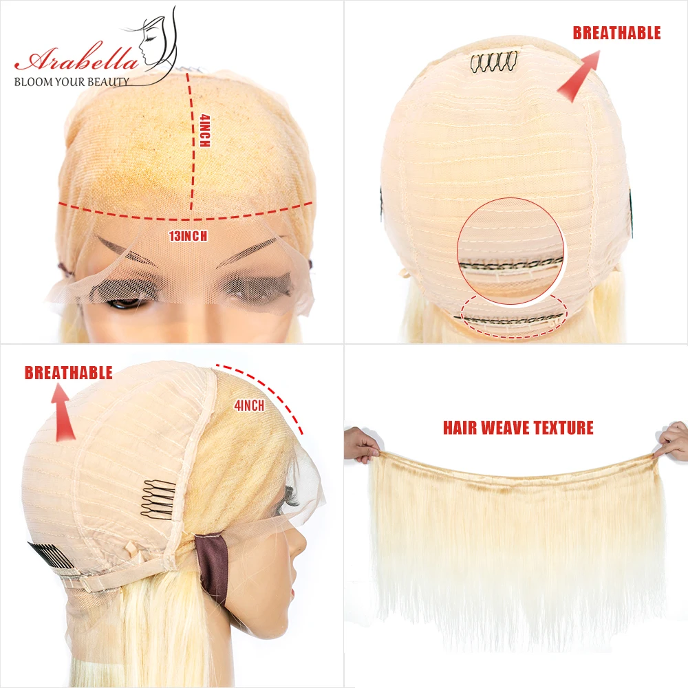 613 Lace Front Wig 180% 250% Density Human Hair Wigs High Ratio Arabella Remy Hair Peruvian 13x4 Blonde Lace Front Wig
