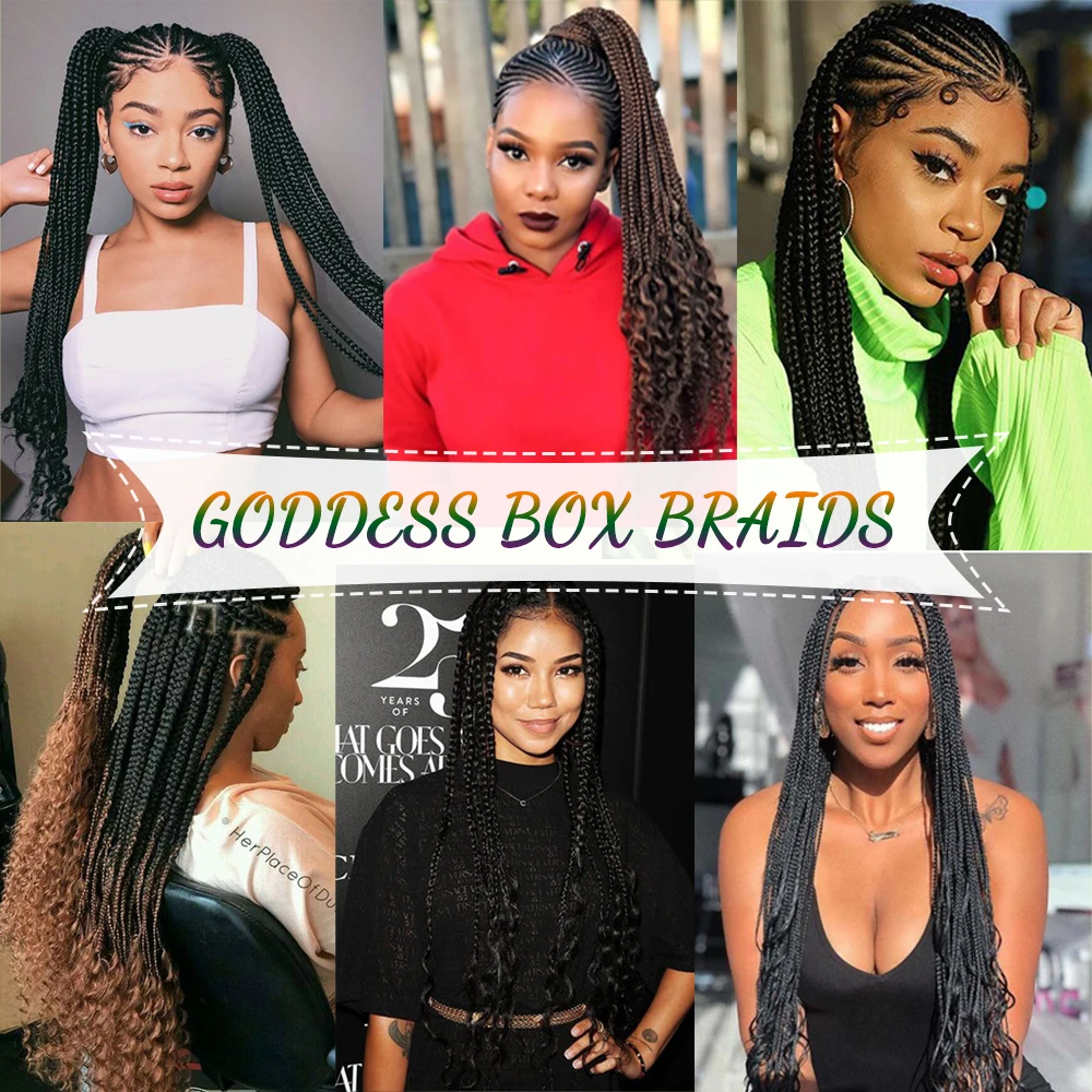 Богиня коробка косички крючком волосы кудрявые концы 20 дюймов для прядей