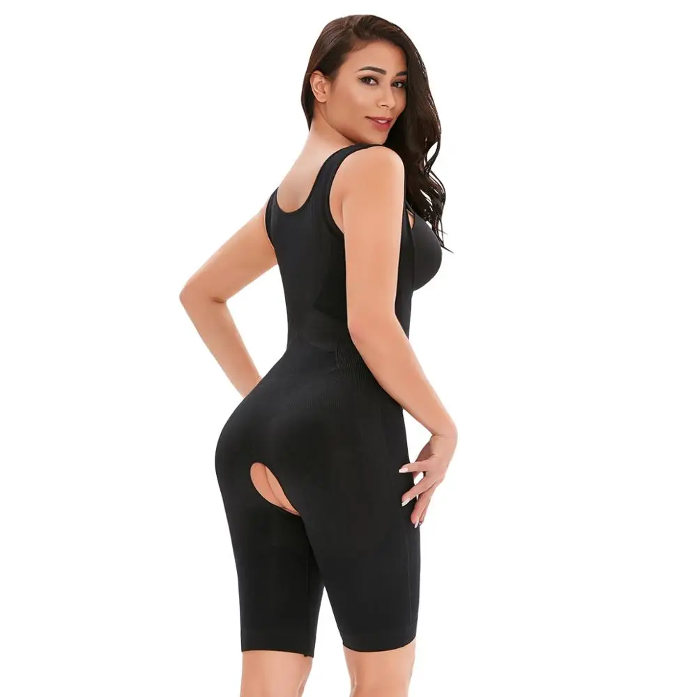 

Corpo inteiro shaper sem emenda bodysuit busto aberto shapewear crotchless meados da coxa corpo de energia firme shaper coxas