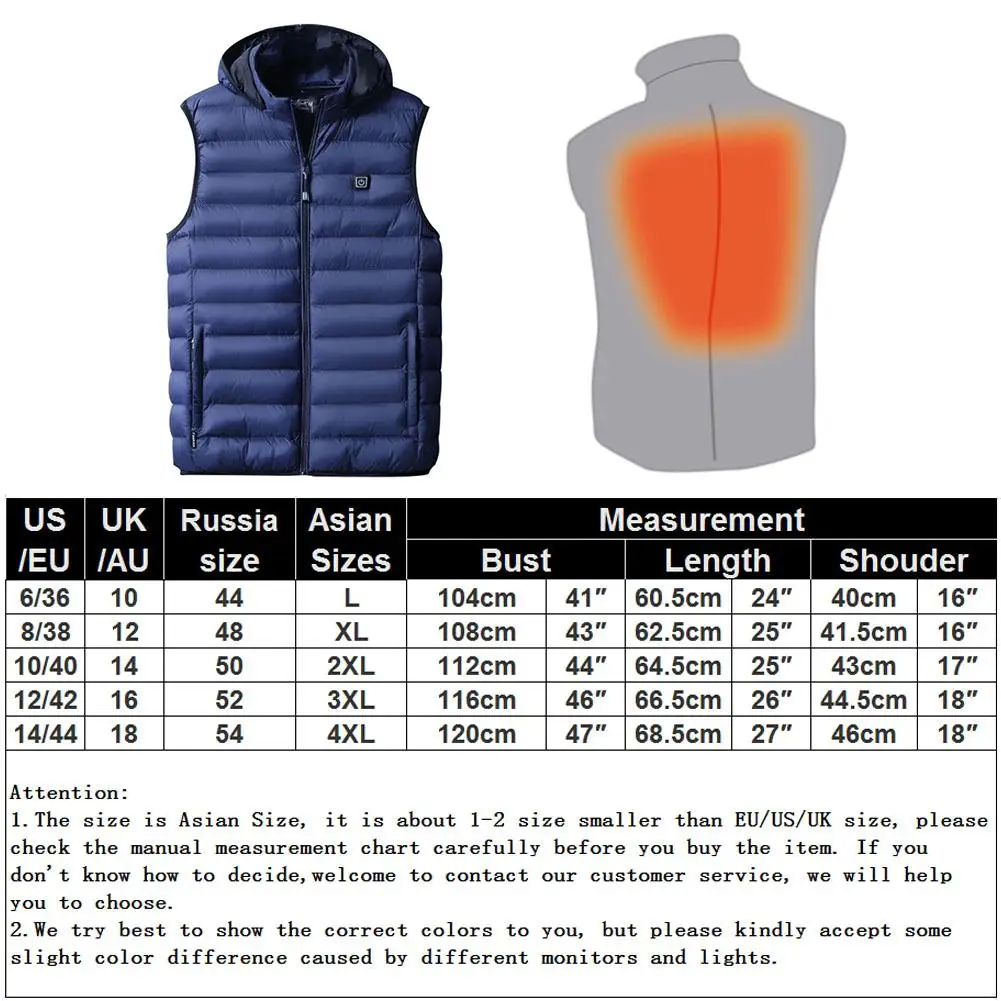 

2019 Outdoor Men Electric Heated Vest USB Heating Vest Winter Thermal Cloth Feather Warmcoat Camping Hiking Warm Hunting Jacket