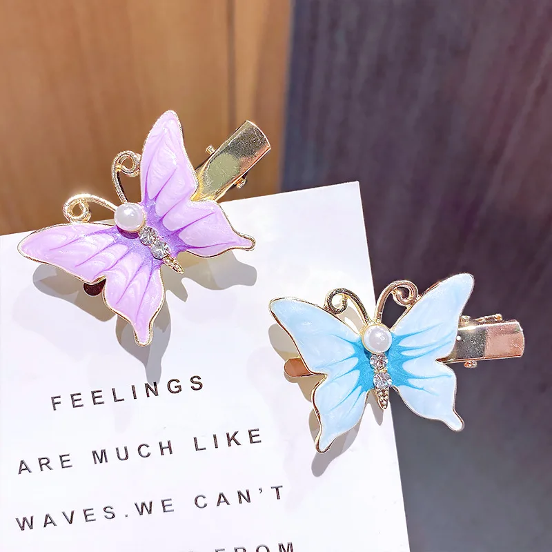 

Korea Butterfly Hairpin Temperament Duckbill Clip Super Fairy Bangs Headwear Maiden Headdress Women Card Issuance Cartoon Simple