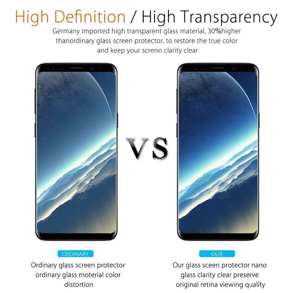 3D дружественных закаленное Стекло Экран Защитная крышка samsung Galaxy S7 край S8 S9 Plus Note 8 9 Note9 защитная пленка, стекло ясно