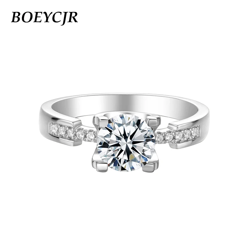BOEYCJR 925 серебро 1ct F цветной Муассанит VVS1 элегантное обручальное кольцо с