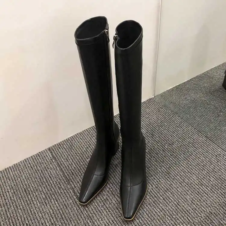 

High boots women's net red knee length boots early autumn 2020 new elastic boots small thick high heel thin boots