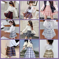 japanese women jk skirts high waist students school uniform pleated a line mini plaid harajuku preppy skirts for girls 2021