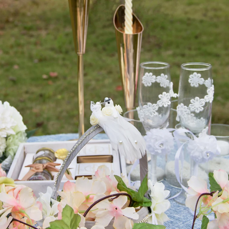 Милые декоративные Голубки 2 шт. искусственные с белыми перьями маленькие белые