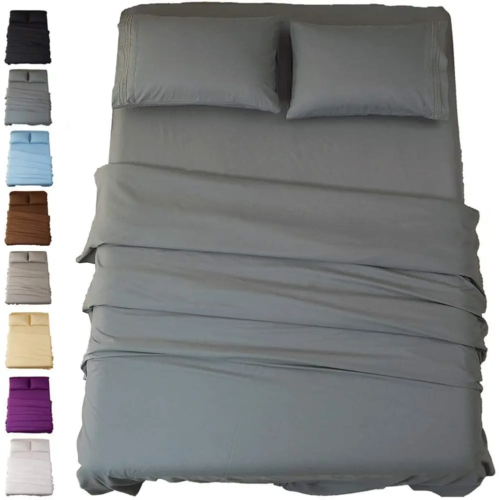 

Bed Sheet Set Super Soft Microfiber 1800 Thread Count Luxury Egyptian Sheets Deep Pocket Wrinkle and Hypoallergenic