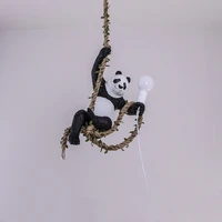 modern resin panda pendant lights hemp rope animal hanging lamp for bedroom restaurant light bar cafe home zoo decoration lamps
