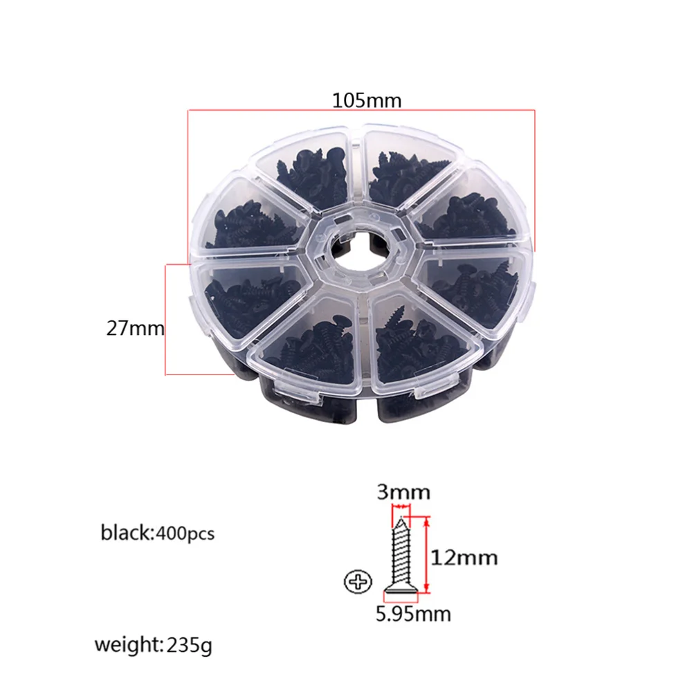 

300 Pcs Guitar Pickguard Mounting Screws Guitar Accessories Parts (Black+Gold+Silver)