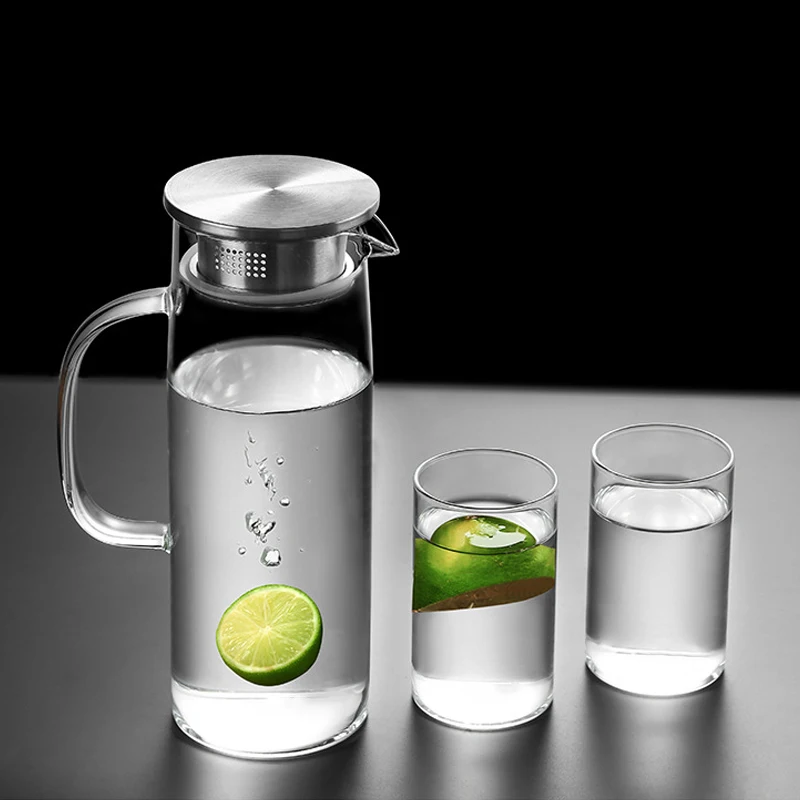 Прозрачная термостойкая бутылка для воды стеклянный чайник с крышкой и ручкой