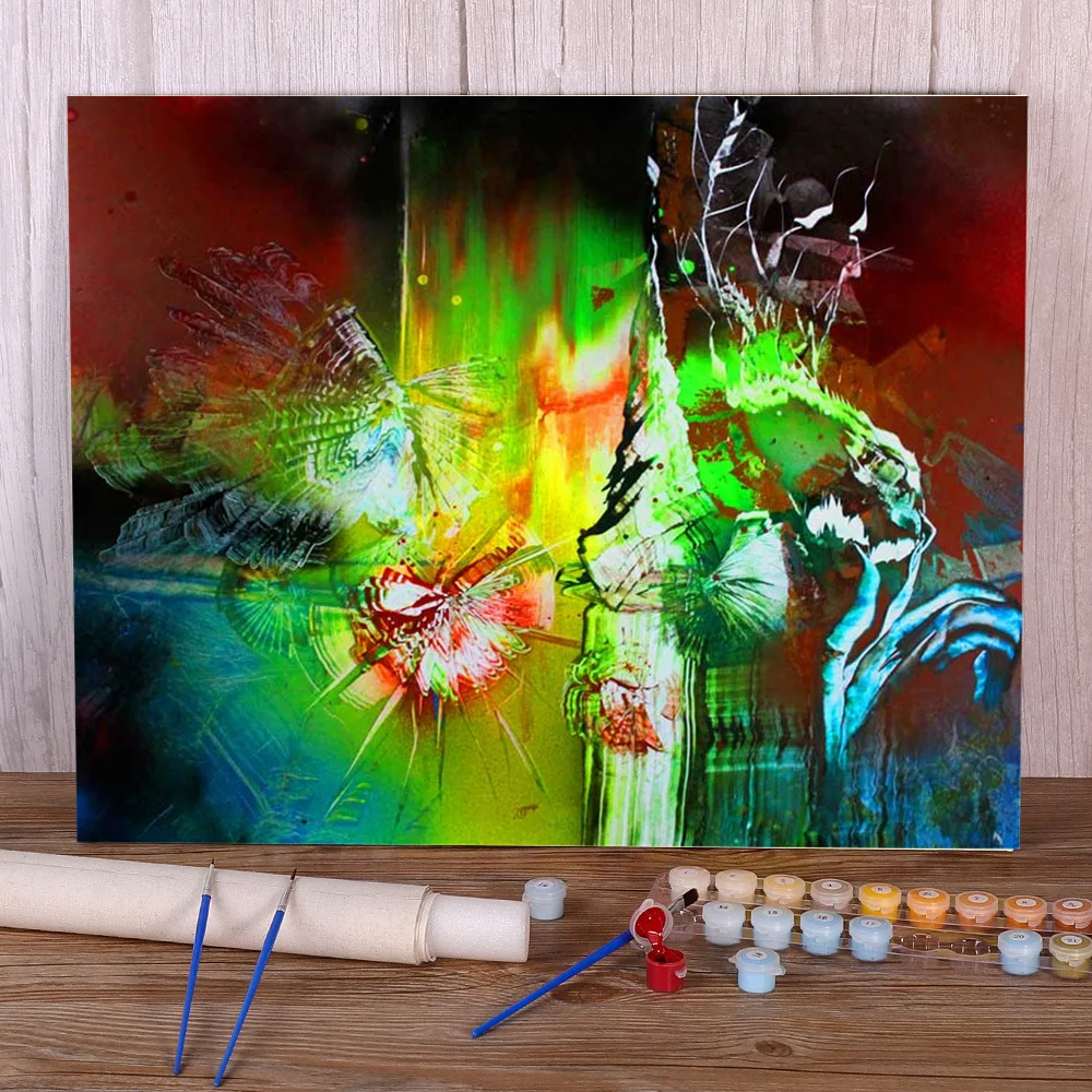 

Абстрактная живопись цветы-бабочки DIY картина по номерам набор масляных красок 50*70 картина по номерам фото украшения дома для рисования