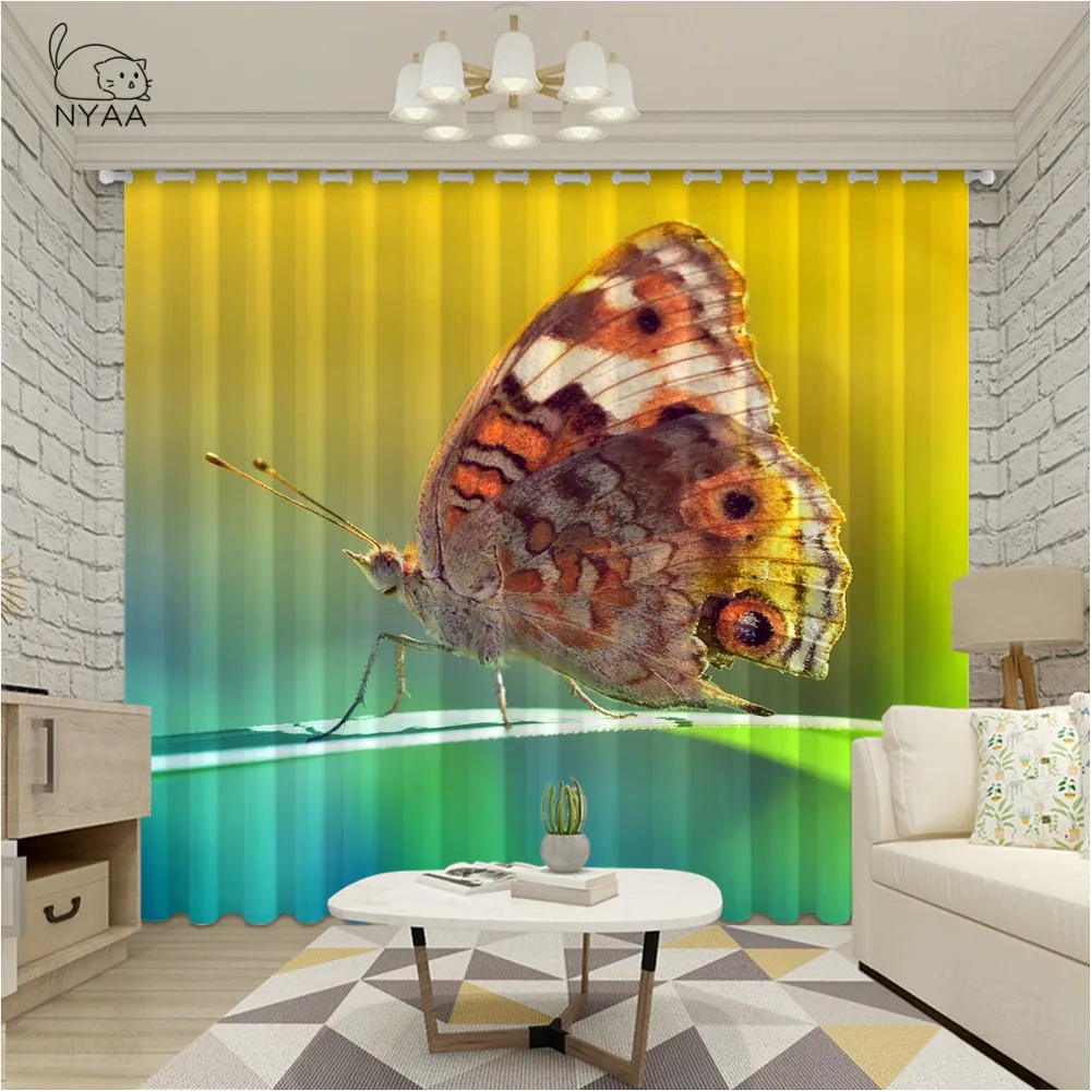 Занавеска с 3D волшебными бабочками для гостиной розовая драпировка ванной