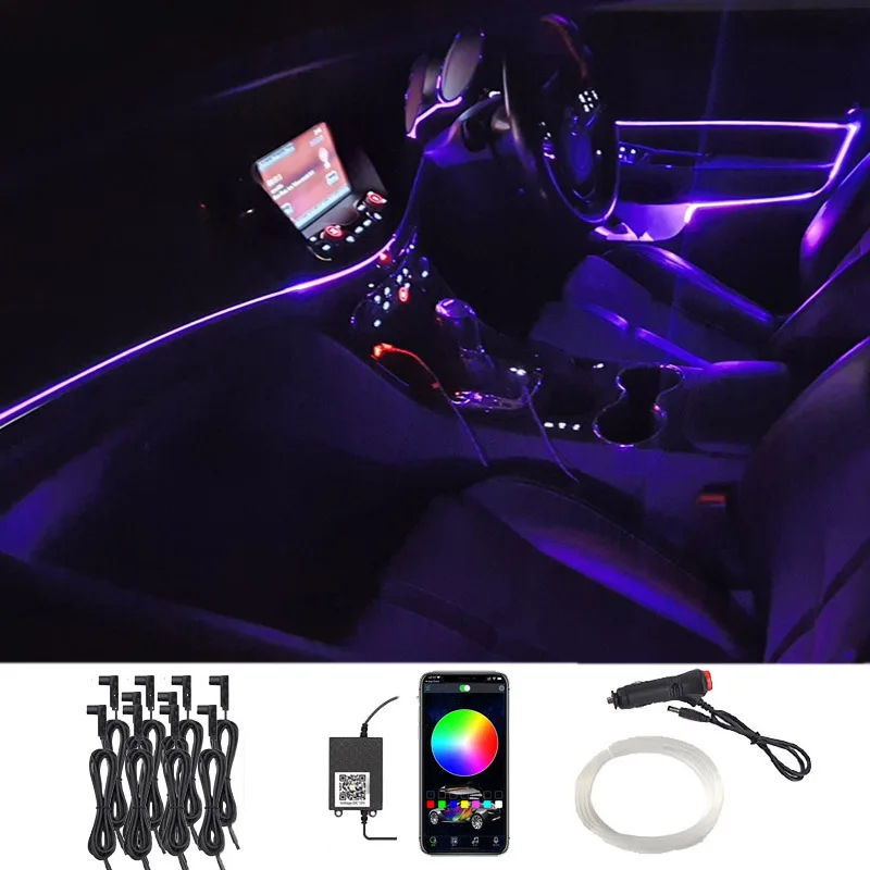

RGB LED Universal Flexible Colorful Music control Auto Strip Foot Light Inside Atmosphere lamp interior decoration Control car