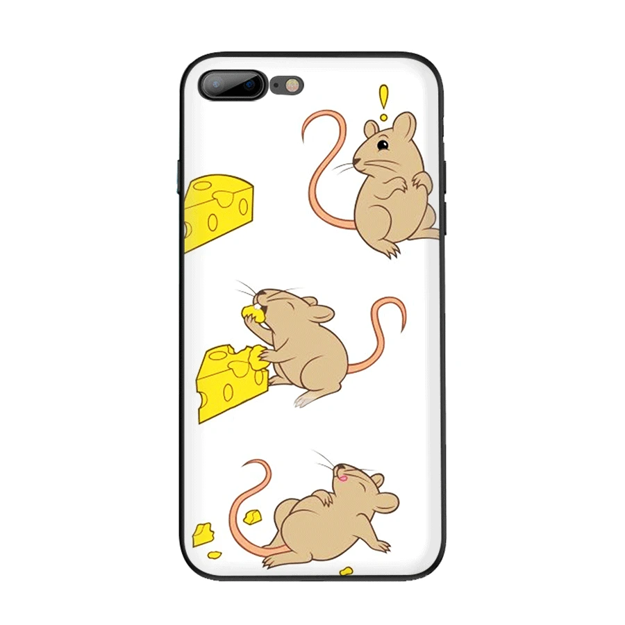 B4 Чехол для мобильного телефона из ТПУ для iPhone 11 Pro XR X XS Max iPhone 7 8 6 6s Plus 5 5S SE, чехол с милой мультяшной мышкой с сыром - Цвет: B4