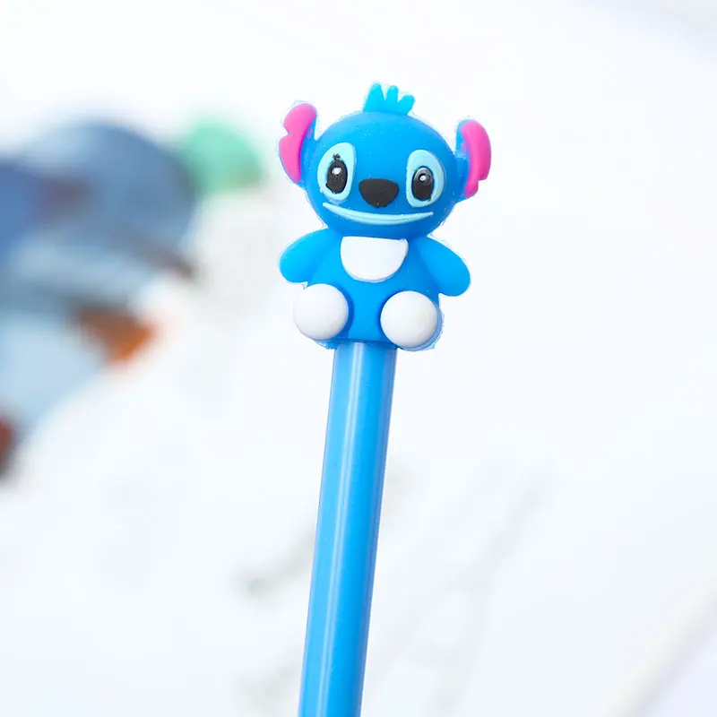 

12Pcs/pack Novelty Kawaii Stitch Animal Gel Pen Blue Ink Stationery Cute Anime Thing Pencil Case Bag Cartoon Stationary Material