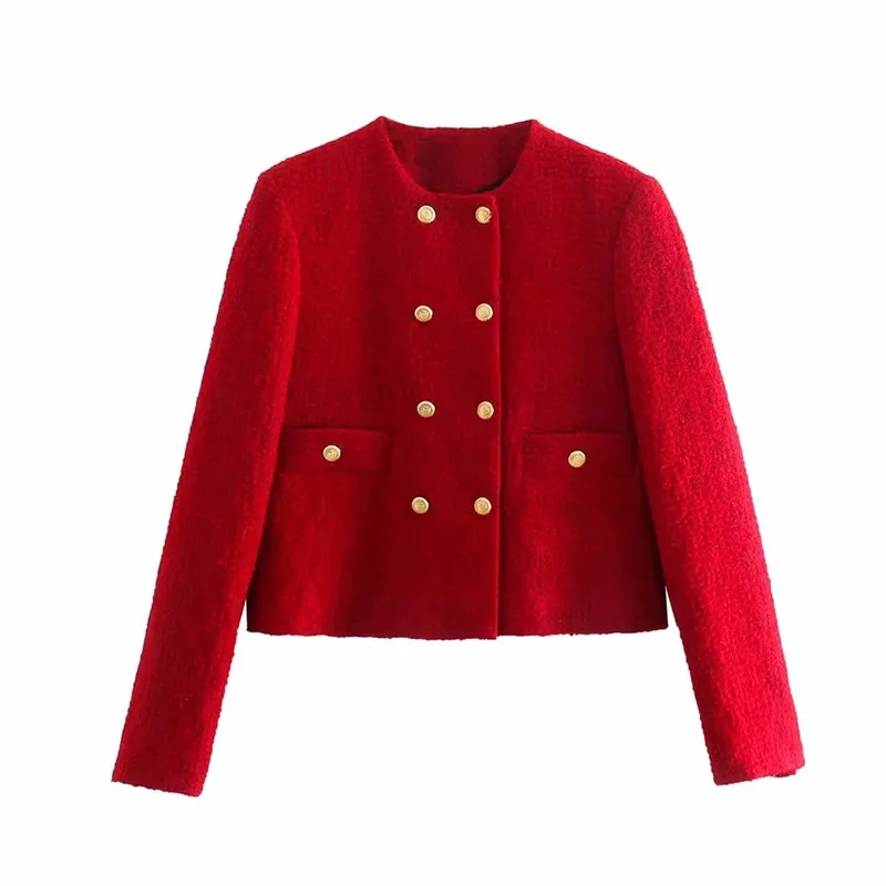 

ZA2021 autumn new women's clothing fashion all-match casual European and American style elegant texture double-breasted coat