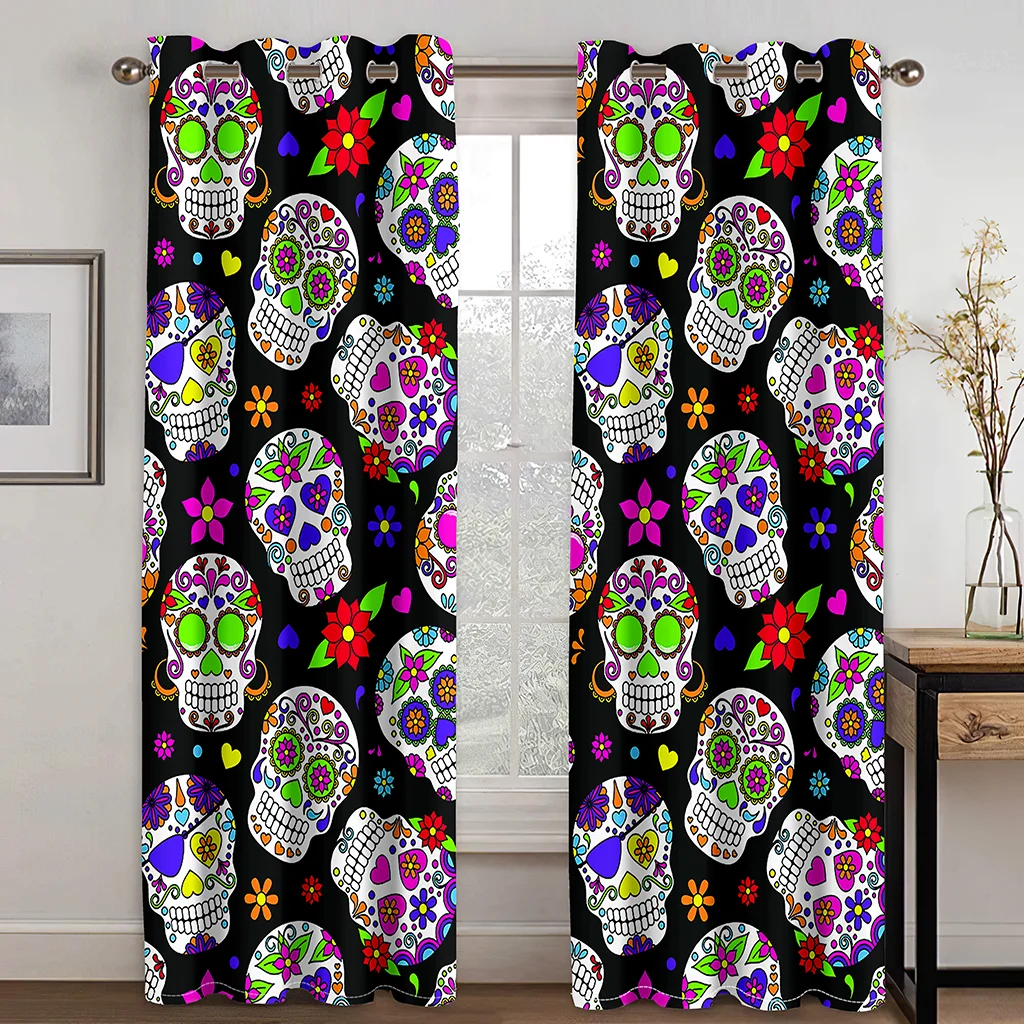 

Забавная индивидуальная 3D-печать черепа для гостиной спальни водонепроницаемый материал на заказ Набор декоративных занавесок с крючком а...