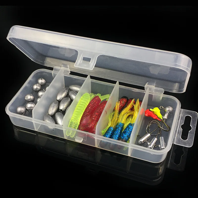 Свинцовая крючком Мягкая приманка набор 37 шт. комбинация мягкий двуххвостый