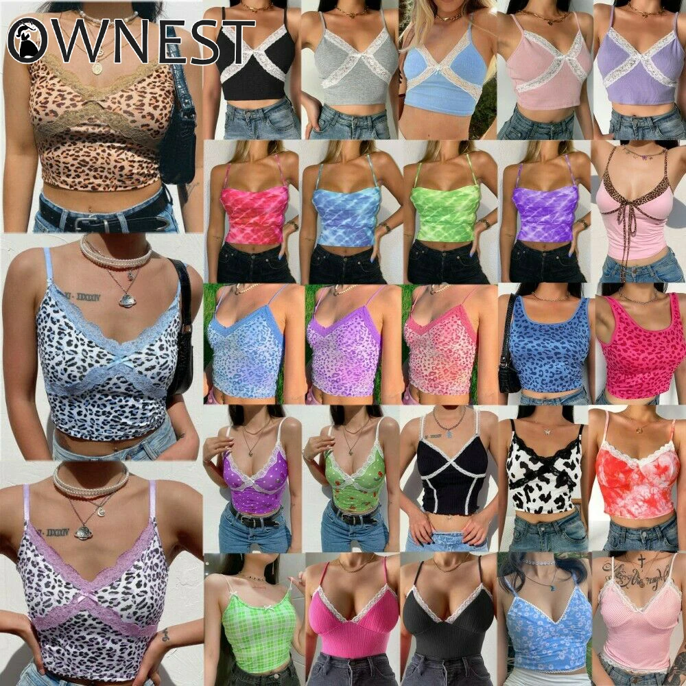 

Summer Women Lace V Neck Tank Top Sleeveless Cami Crop Top Vest T-shirt Blouse