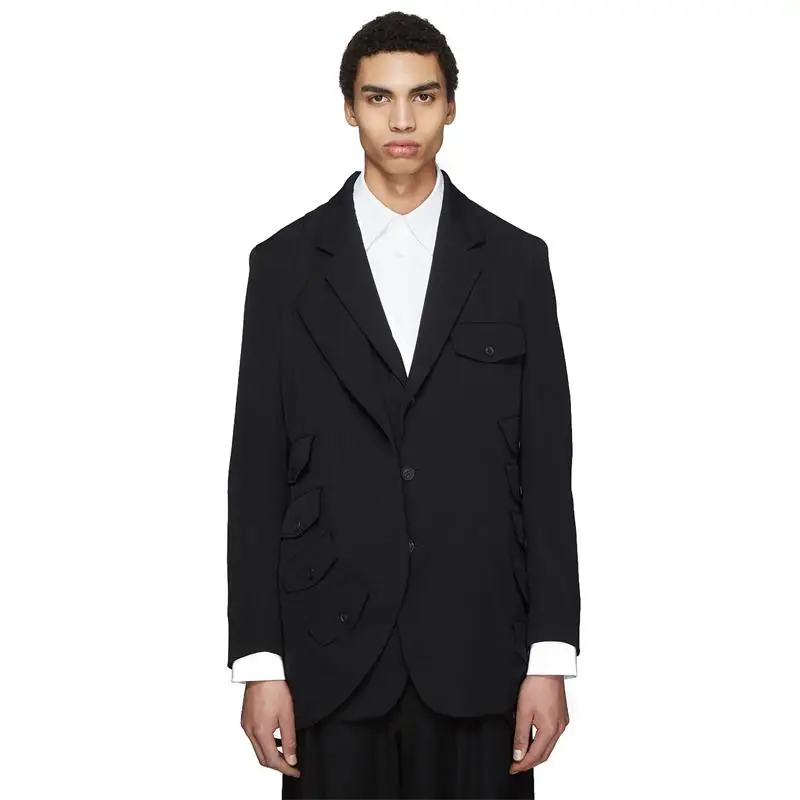 

S-6XL!!Homemade fashionable men's suit suit multi-pocket multi-layer loose catwalk custom.