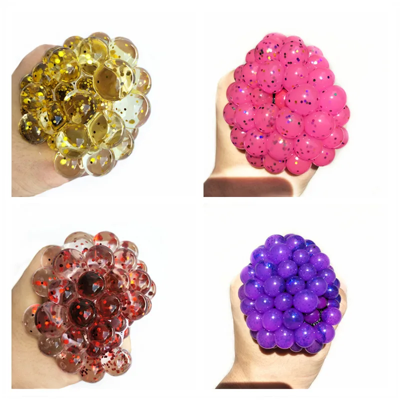 Funny Squishy Ball Colorful Grape Soft Adhesive Mesh Squeeze Toys TPR Release Stress Anti-Stress Squeezing Toy | Игрушки и хобби