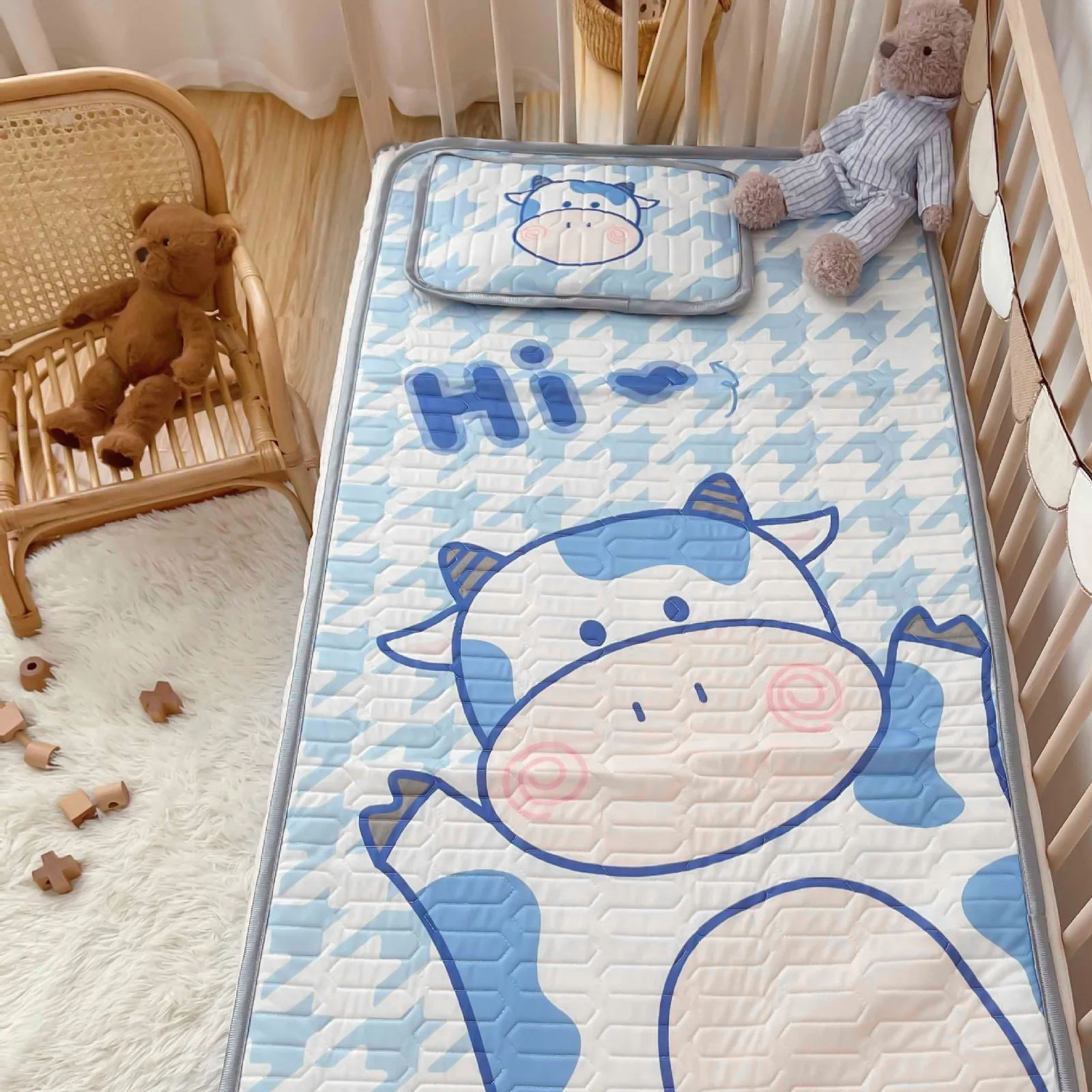 

1 Set 2pcs Kids Latex Summer Sleeping Mat Folding Washable Mattress Reusable Sleeping Mat Latex For Baby Infant Newborn
