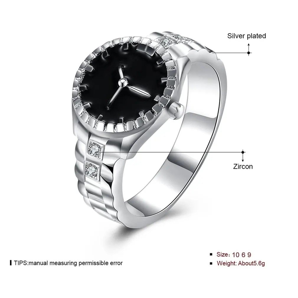 Graceful Women Wrist Watch Shaped Pave Setting Zirconia Inserted Finger Ring Jewelry For Wedding Party Ball Anniversary | Украшения и