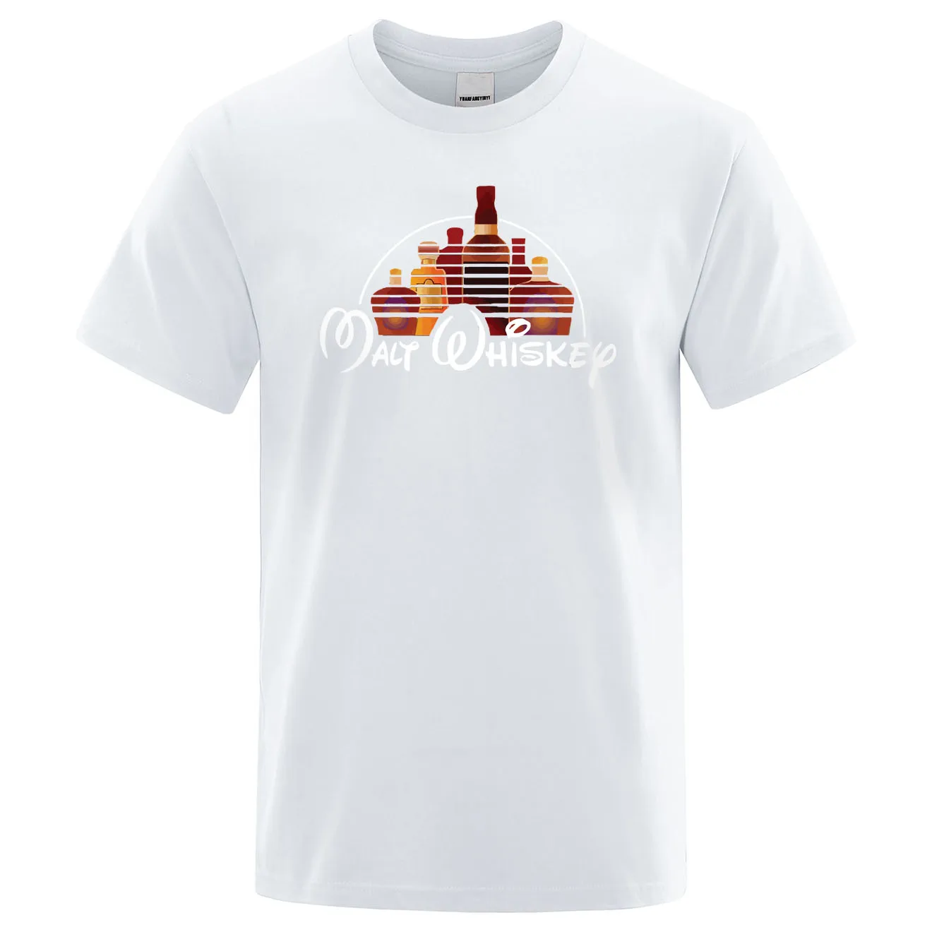 Новинка, летняя крутая Мужская футболка с коротким рукавом и надписью «Malt Whiskey», хлопковая Футболка с круглым вырезом, уличная одежда, топы - Цвет: white 6
