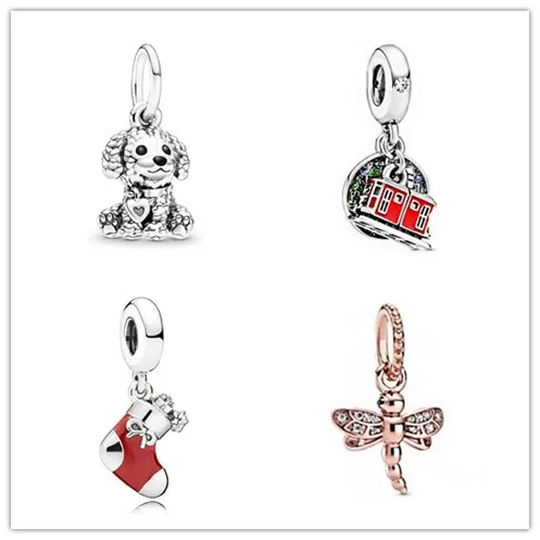 

925 Sterling Silver Charm Poodle Puppy Dog Dangle Charm Bead Fit Women pan Bracelet & Necklace Jewelry