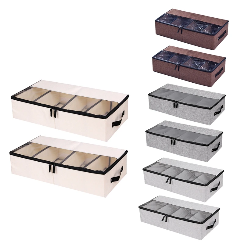 

2 Packs Under Bed Clothes Shoes Storage Bins With Lids,Adjustable Under Bed Multifunction Foldable Organizer