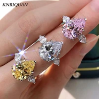 sunlight 100 925 sterling silver 1014mm water drop topaz high carbon diamond rings for women wedding party fine jewelry gifts