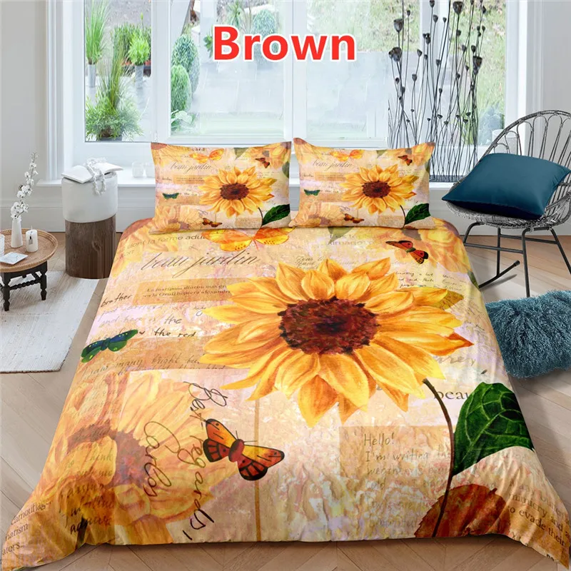 

3D HD Digital Printing Custom Duvet Cover Sunflower Flower Pattern Duvet Cover Bedding Set Set Quilt Pillowcases Multi Size