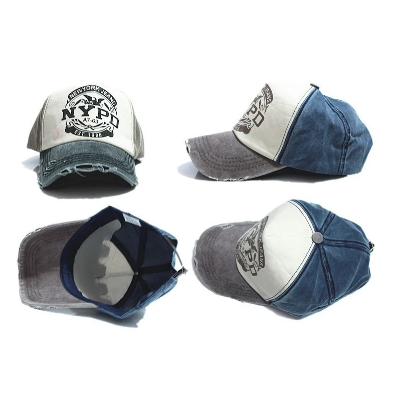 Бейсболка мужская с потертыми краями Регулируемая Кепка в стиле ретро для