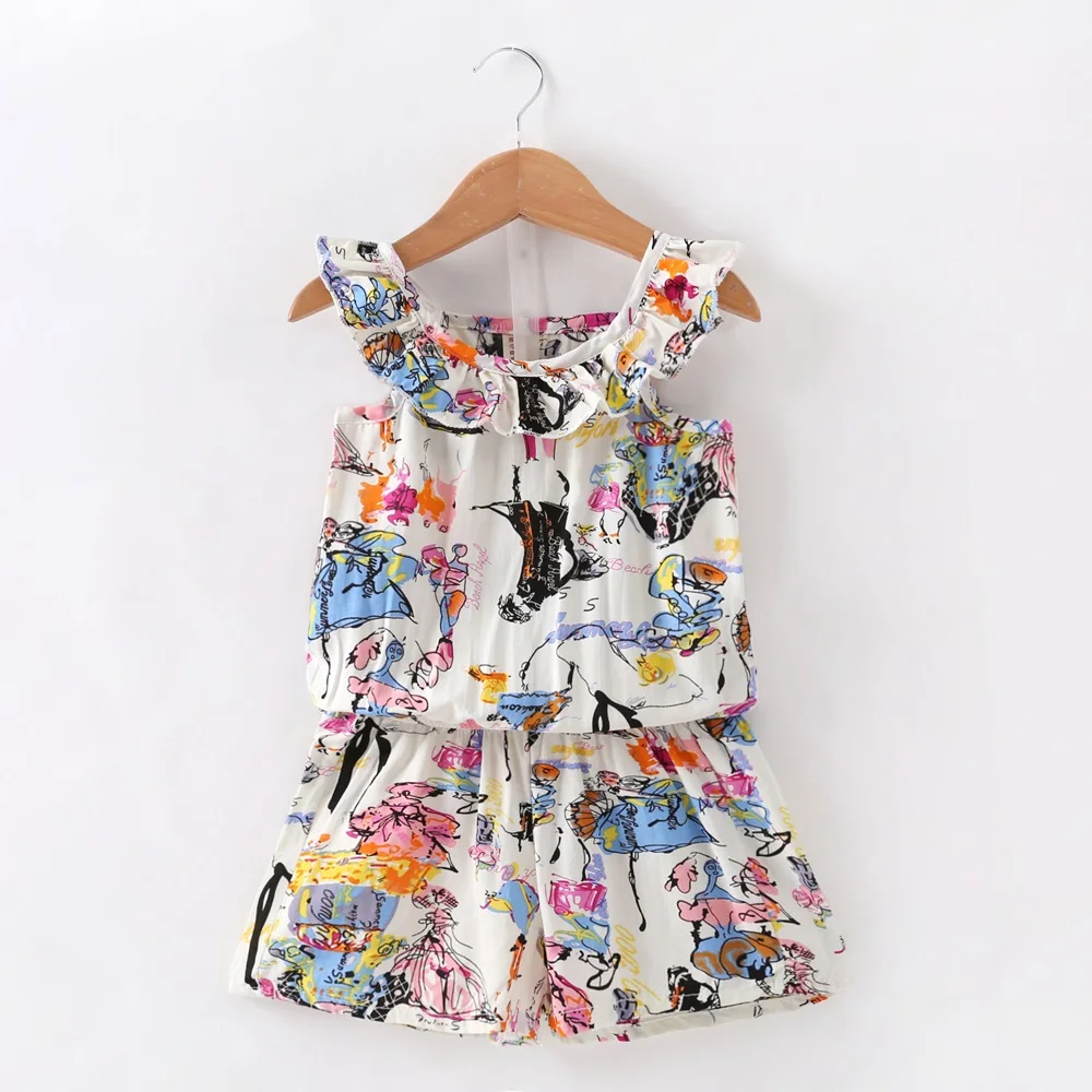 Новая одежда для маленьких девочек летние Красивые комплекты с принтом граффити