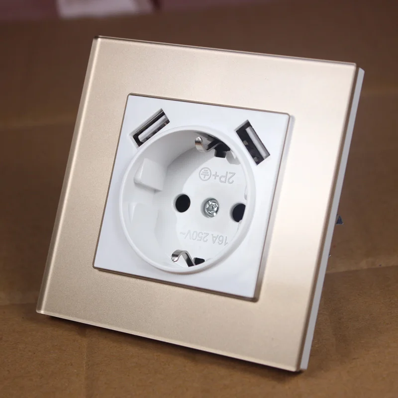 Настенная розетка USB 5V2A ЕС Стандартный удлинитель с двумя дома usb разъем Зарядное