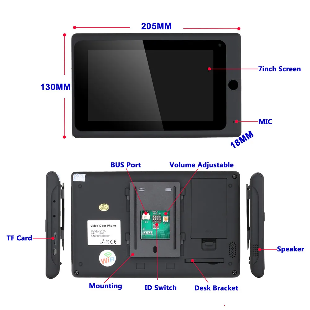 7 inch wireless wifi12 monitor bus 2 wire rfid video door phone intercom systems support remote app home access control system free global shipping