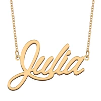 julia name necklace for women stainless steel jewelry 18k gold plated nameplate pendant femme mother girlfriend gift
