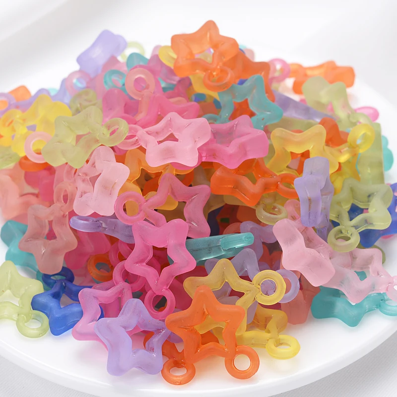 

Mixed Transparent Acrylic Beads 50Pcs/Lot Hollow Five-Pointed Star Shape Loose Beads For Making Jewelry DIY Necklace Accessories