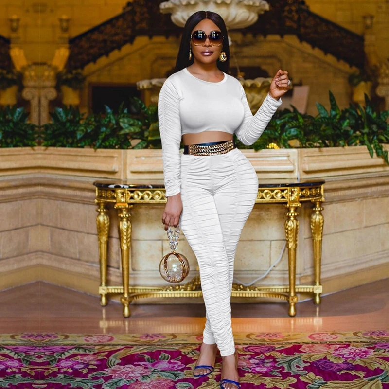 

ZOOEFFBB Sexy Fall Two Piece Set Long Sleeve Crop Top and Sweatpants Fashion Outfits for Women Clothes Lounge Wear Tracksuit