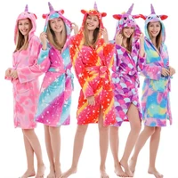 autumn winter adult women unicorn sleepwear robe flannel warm bathrobe for girls teenagers pajamas for boys nightgown clothes