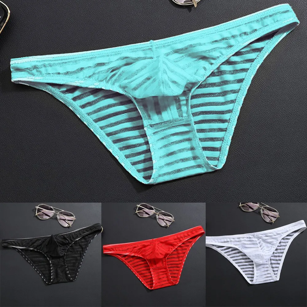 

Mens Sexy Underwear Mesh Transparent Boxer Briefs Low-Waisted Underpants Briefs Man's Underwear Thong Gay Sexy Panties Bikini