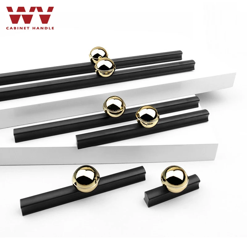 Европейские ручки WV для кухонного шкафа ручка 192 мм из цинкового сплава черная