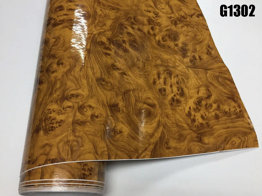 High Glossy Wood Grain Textured Vinyl Sticker Decal Roll Car Interior DIY Film Wrap Automobiles Waterproof Vinyl 7 Sizes Choice