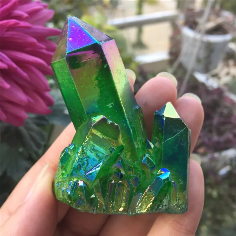 1pcs Natural crystal quartz Rare beautiful flame aura quartz crystal cluster Ore Mineral Healing Specimens Random delivery