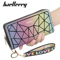 new holographic women wallet made of leather top quality leather long card holder female clutch purse for phone zipper money bag